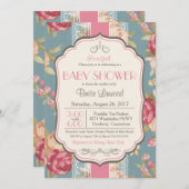 Vintage Shabby Chic Dusche Einladung, Baby Bridal Einladung (Vorne/Hinten)