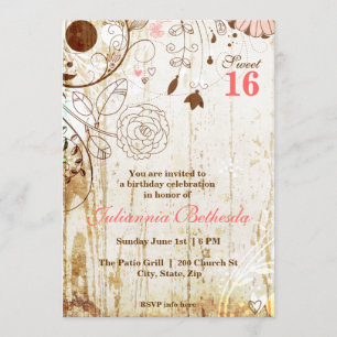 Vintage Shabby Chic Florale Sweet 16 Einladung