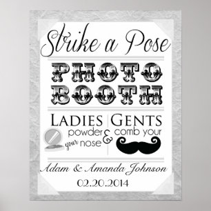 Vintage Shabby Chic Fotoautomaten Hochzeitsschild Poster