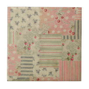 Vintage Shabby Chic Kirschblüten-Decoupage  Fliese
