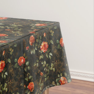 Vintage shabby chic lebende Korallenorange Rosen S Tischdecke