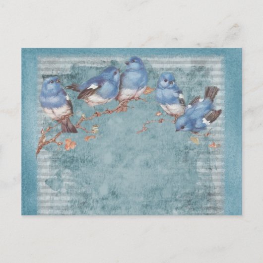 Vintage Shabby Chic Pretty Floral Birds Postkarte (Vorderseite)