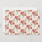 Vintage Shabby Chic Red Roses & Key to My Heart Feiertagskarte (Rückseite)