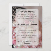 Vintage Shabby Chic Rosa Perlen & Stoffrosen Einladung (Vorderseite)