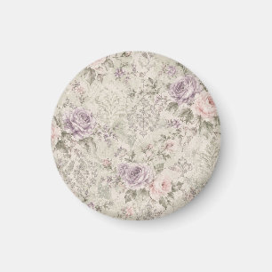 Vintage Shabby Chic Rosa und Lavendelrosen Lendenk Magnet