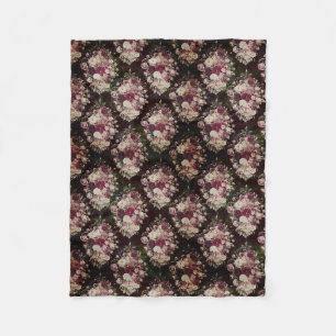 Vintage shabby chic Rosen schwarzes Diamantmuster Fleecedecke