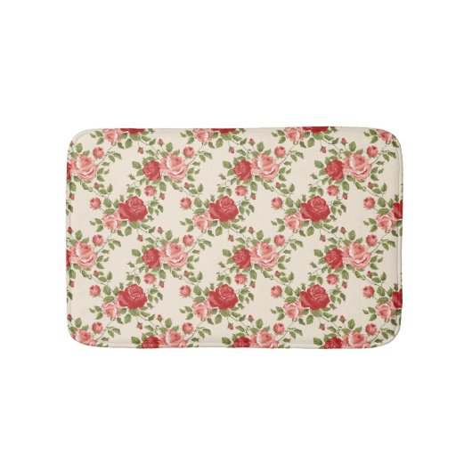 Vintage Shabby Chic Rosenmuster Badematte (Vorderseite)