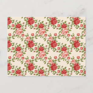 Vintage Shabby Chic Rosenmuster Postkarte
