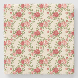 Vintage-Shabby-Chic-Rosenmuster Steinuntersetzer