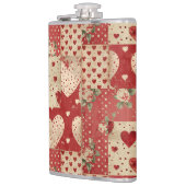 Vintage Shabby Chic rotes Patchworkmuster Flachmann (Links)