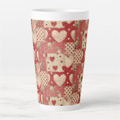 Vintage Shabby Chic rotes Patchworkmuster Milchtasse (Vorderseite)
