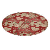 Vintage Shabby Chic rotes Patchworkmuster Schneidebrett (Ecke)