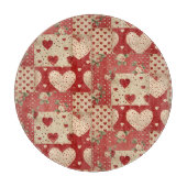 Vintage Shabby Chic rotes Patchworkmuster Schneidebrett (Vorderseite)