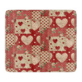 Vintage Shabby Chic rotes Patchworkmuster Schneidebrett (Vorderseite)