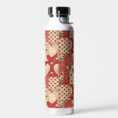 Vintage Shabby Chic rotes Patchworkmuster Trinkflasche (Links)