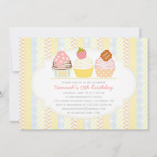Vintage Shabby & Chic Süße Cupcake-Party Einladung