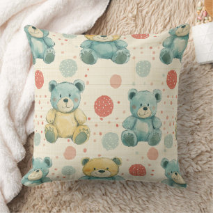 Vintage Shabby Chic Teddybär Gingham-Muster (4) Kissen
