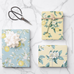 Vintage Shabby Chic Zitronenblüten Geschenkpapier Set