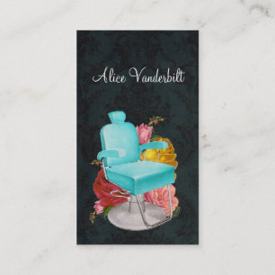 Vintage Shabby Damask Salonstuhl Stylist Visitenka Visitenkarte