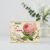 Vintage Shabby Pink Rose Postkarte (Stehend Vorderseite)