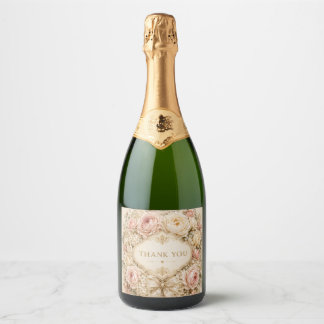 Vintage-Shabby-Rosen-Champagnerflaschenetikett Schaumweinetikett