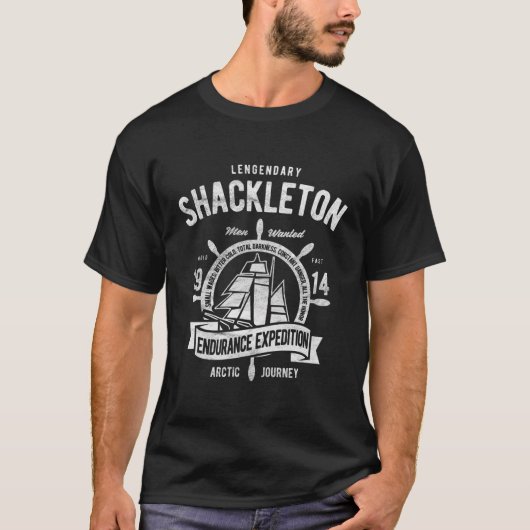 Vintage Shackleton Expedition Antarktis T-Shirt (Vorderseite)