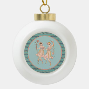 Vintage Shakespeares Garten Frauen mit Blumen Keramik Kugel-Ornament