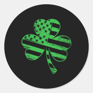 Vintage Shamrock Amerikanische Flagge St Patricks Runder Aufkleber