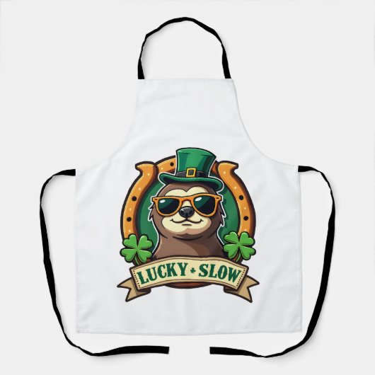 Vintage-Shamrock-Faultier-Glücksklee-Grafik 2 Schürze (Vorderseite)