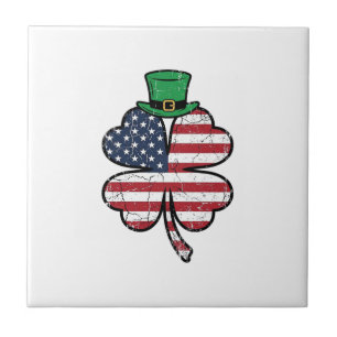 Vintage Shamrock-Flagge St. Patrick's Day Fliese