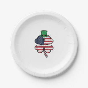 Vintage Shamrock-Flagge St. Patrick's Day Pappteller