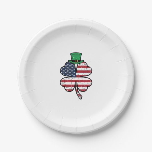 Vintage Shamrock-Flagge St. Patrick's Day Pappteller (Vorderseite)