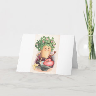 Vintage Shamrock Herz und Schlüssel St Patrick's D Karte