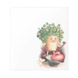 Vintage Shamrock Herz und Schlüssel St Patrick's D Notizblock