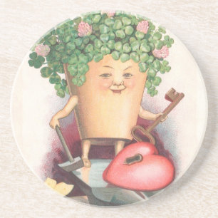 Vintage Shamrock Herz und Schlüssel St. Patrick's Untersetzer