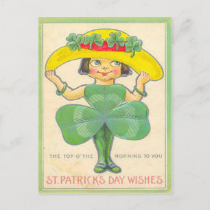 Vintage Shamrock-Mädchen St. Patrick Grußkarte Postkarte