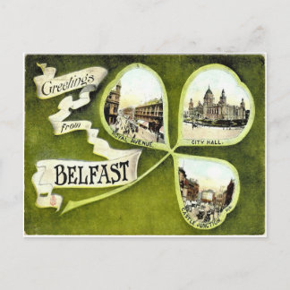 Vintage Shamrock-Postkarte aus Belfast Postkarte