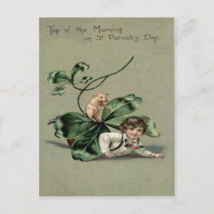 Vintage Shamrock-Schwein St. Patrick's Day Karte