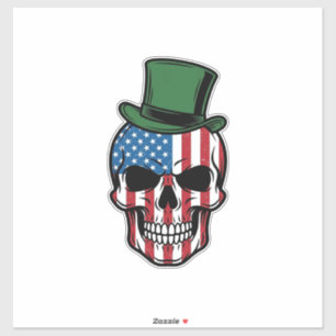 Vintage Shamrock Totenkopf Flagge Vektor Design_1 Aufkleber