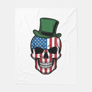 Vintage Shamrock Totenkopf Flagge Vektor Design_1 Fleecedecke