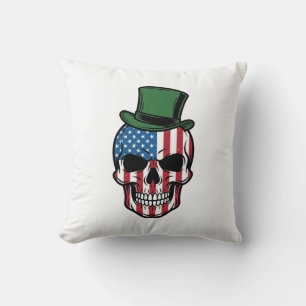 Vintage Shamrock Totenkopf Flagge Vektor Design_1 Kissen