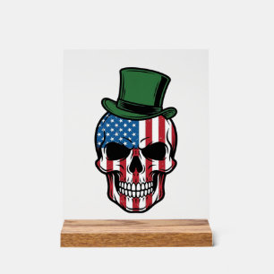 Vintage Shamrock-Totenkopf-Flagge Vektordesign_1 Acrylschild