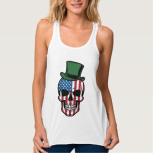 Vintage Shamrock Totenkopf Flagge Vektordesign_1 Tank Top