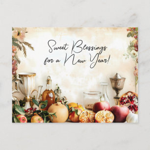 Vintage Shana Tova U'Metuka! anpassbar Postkarte