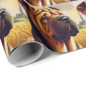 Vintage Shar-Pei-Malerei Geschenkpapier (Rolleneckpunkt)