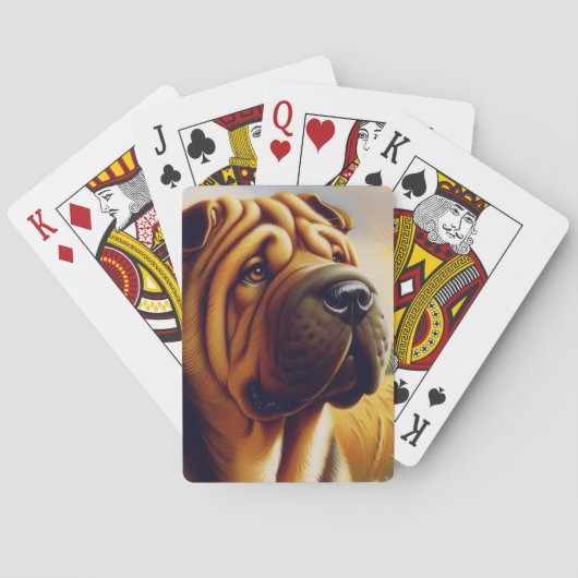 Vintage Shar-Pei-Malerei Spielkarten (Rückseite)