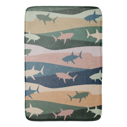 VINTAGE SHARK WAVE BADEMATTE (Vorderseite Vertikal)