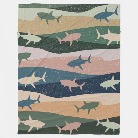 VINTAGE SHARK WAVE FLEECEDECKE (Vorderseite)