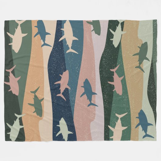 VINTAGE SHARK WAVE FLEECEDECKE (Vorderseite (Horizontal))