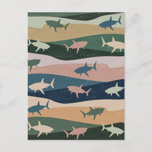 VINTAGE SHARK WAVE POSTKARTE (Vorderseite)